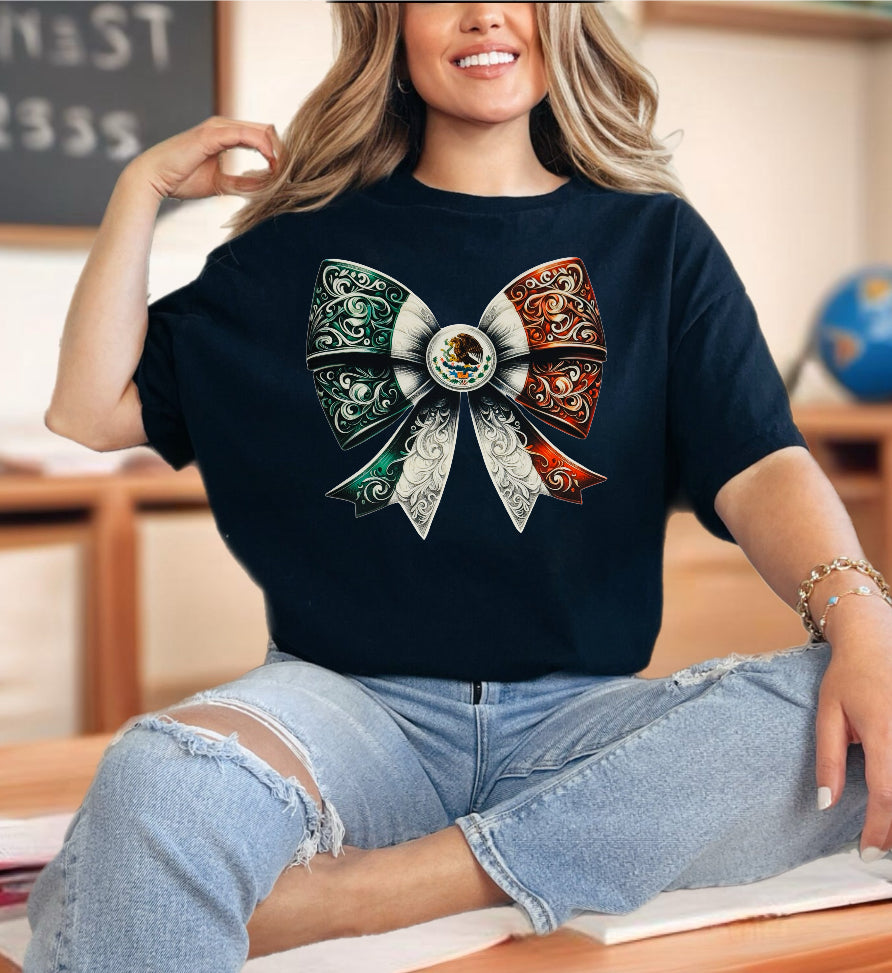 Mexican flag 🇲🇽 bow tshirt