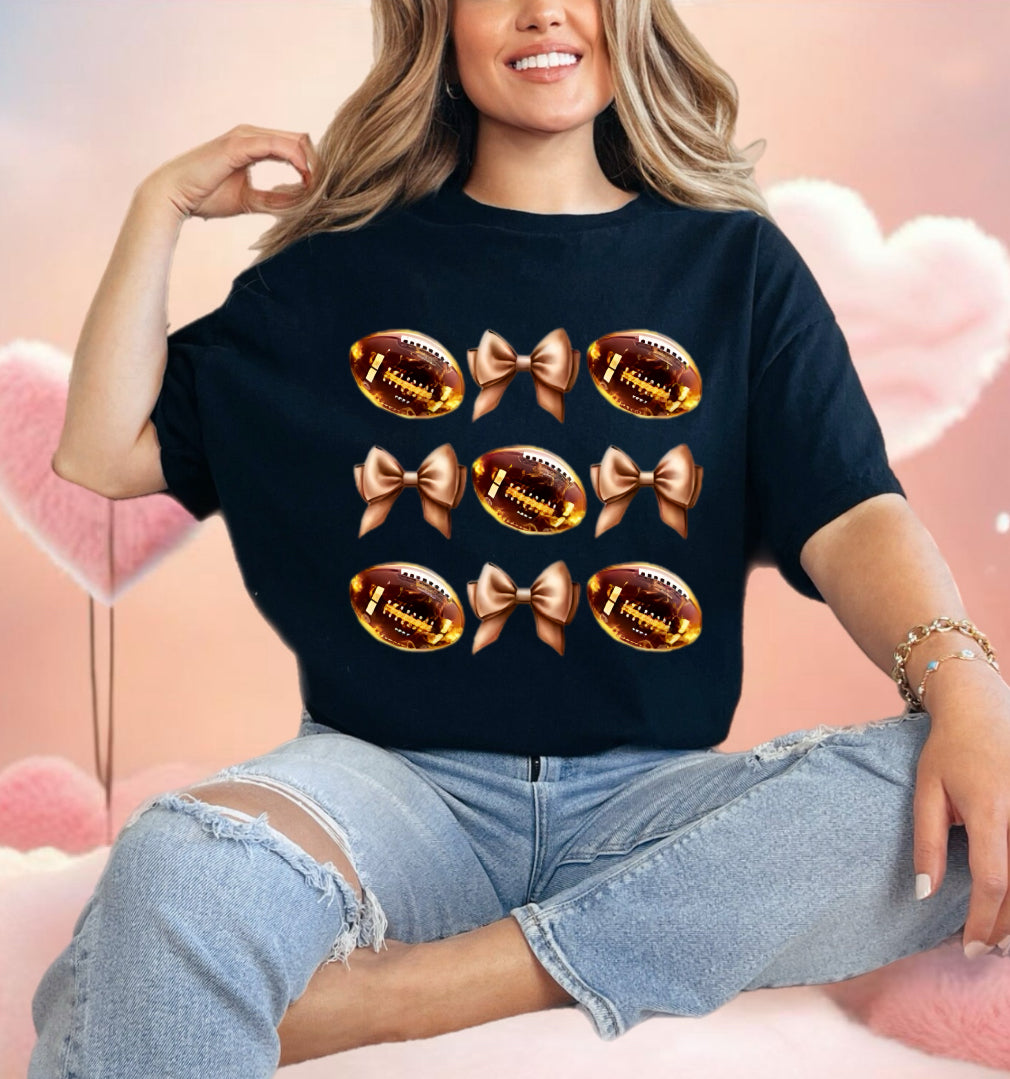 Football ๐ and bows t shirt