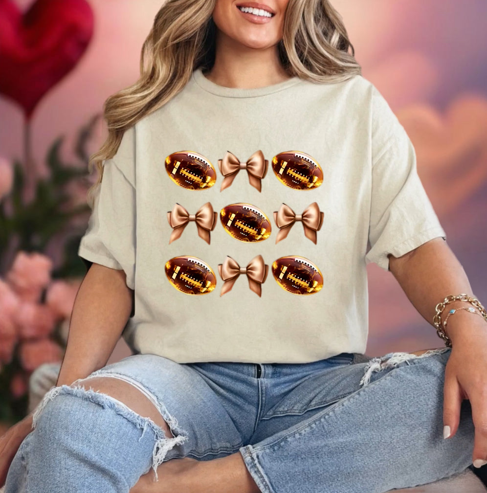 Football ๐ and bows t shirt