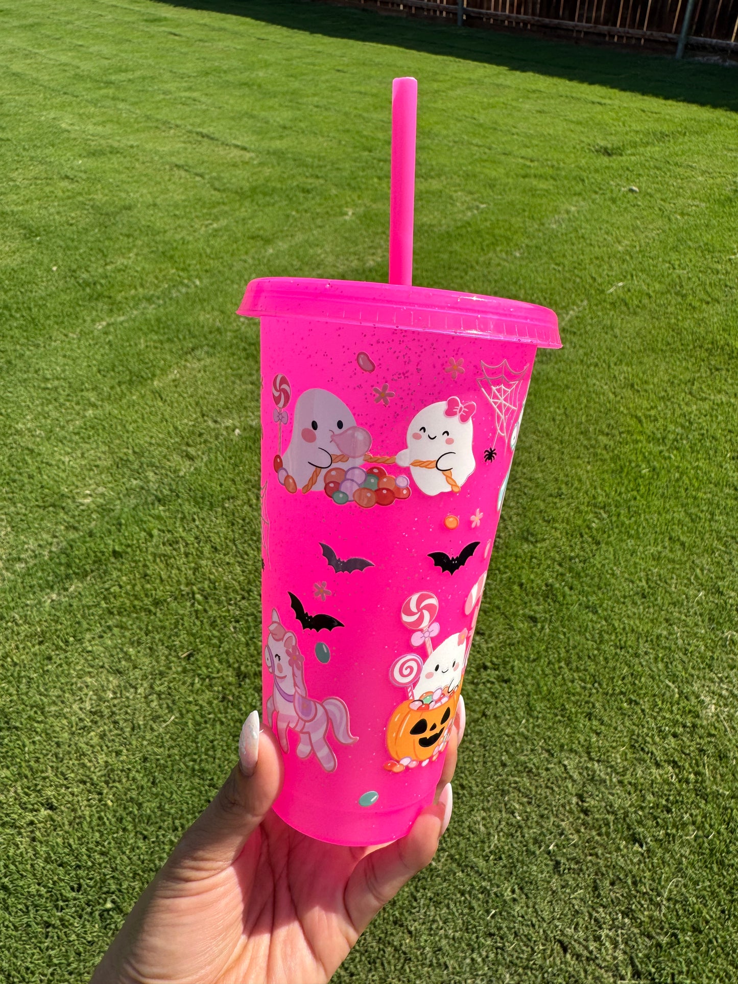 Pink Halloween/christmas cup