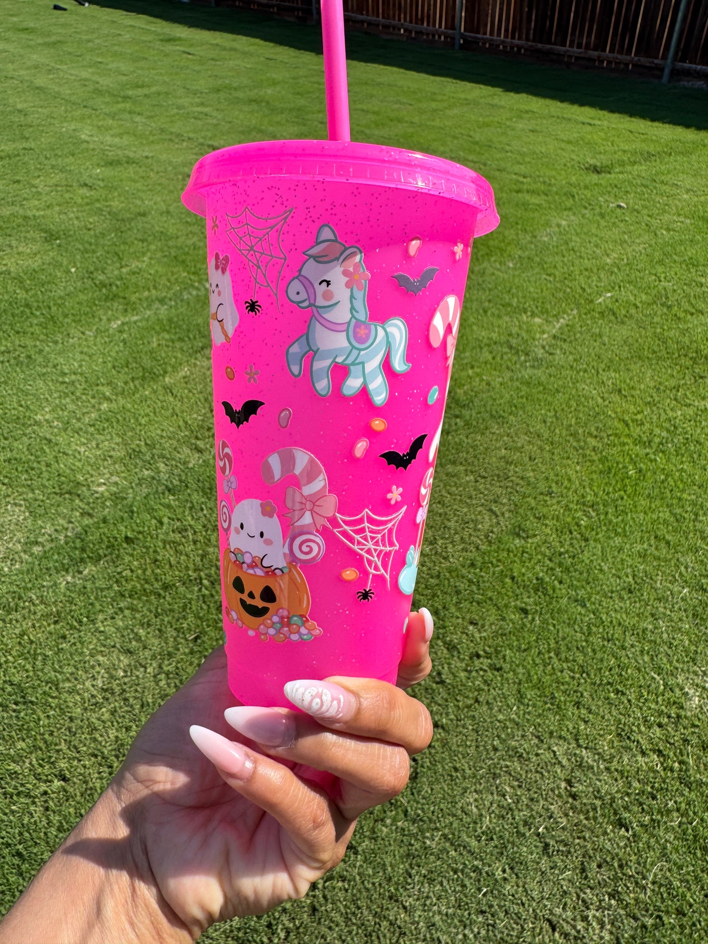 Pink Halloween/christmas cup
