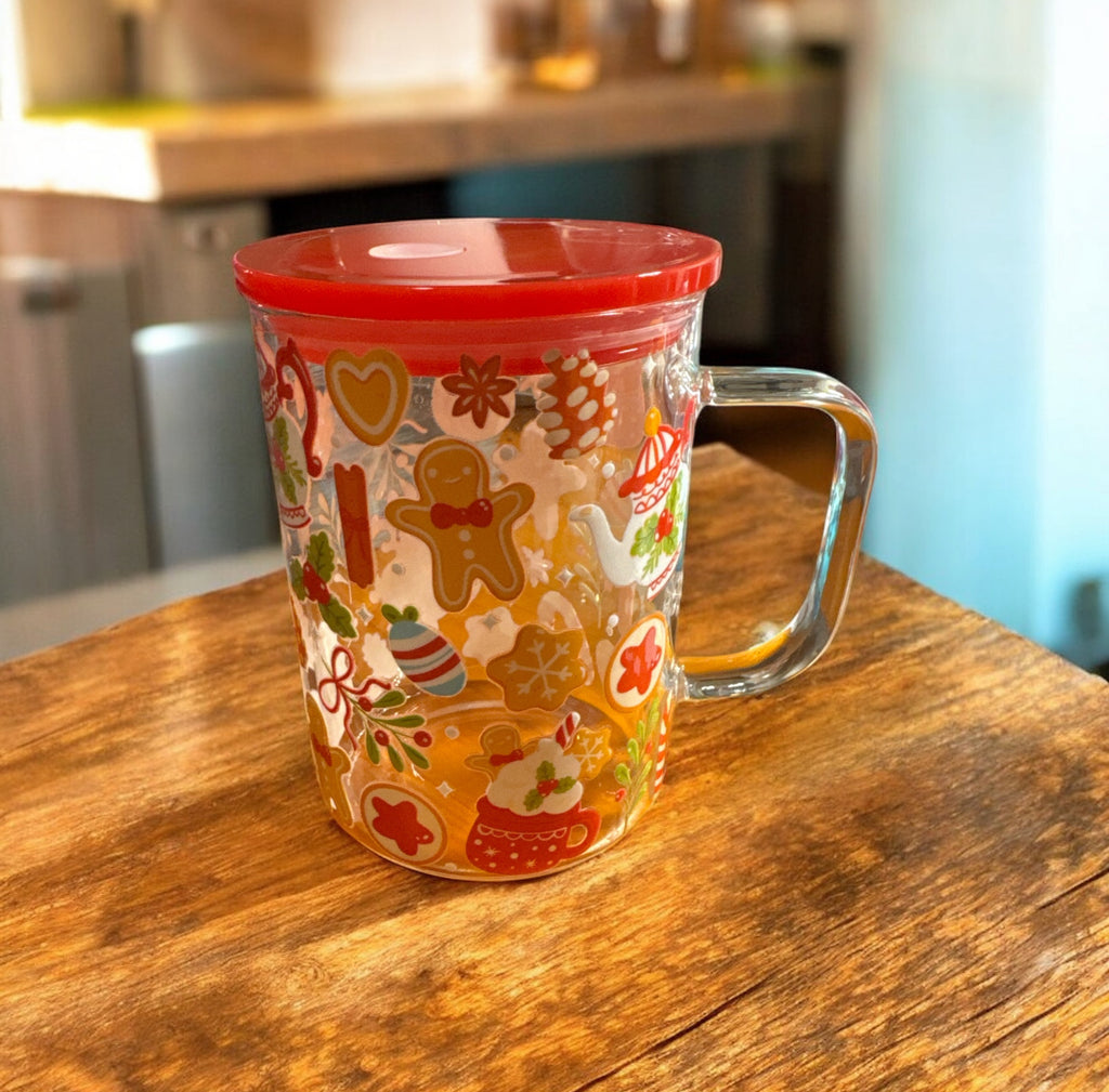 17 oz red Christmas mug gingerbread