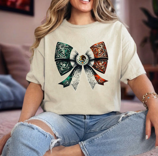 Mexican flag 🇲🇽 bow tshirt