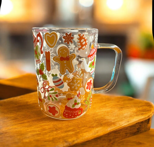 17 oz red Christmas mug gingerbread