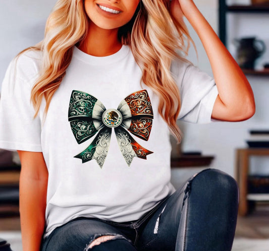 Mexican flag 🇲🇽 bow tshirt