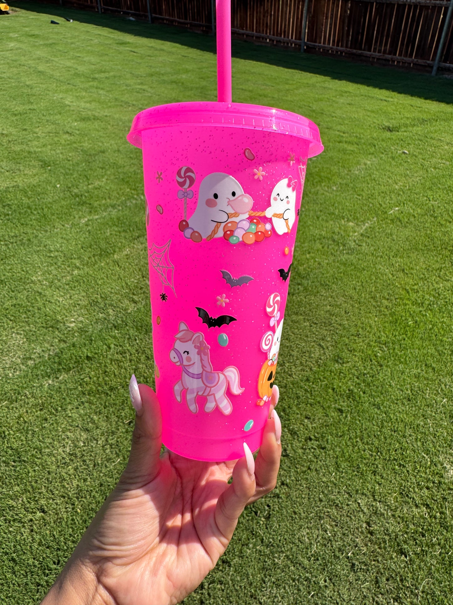 Pink Halloween/christmas cup