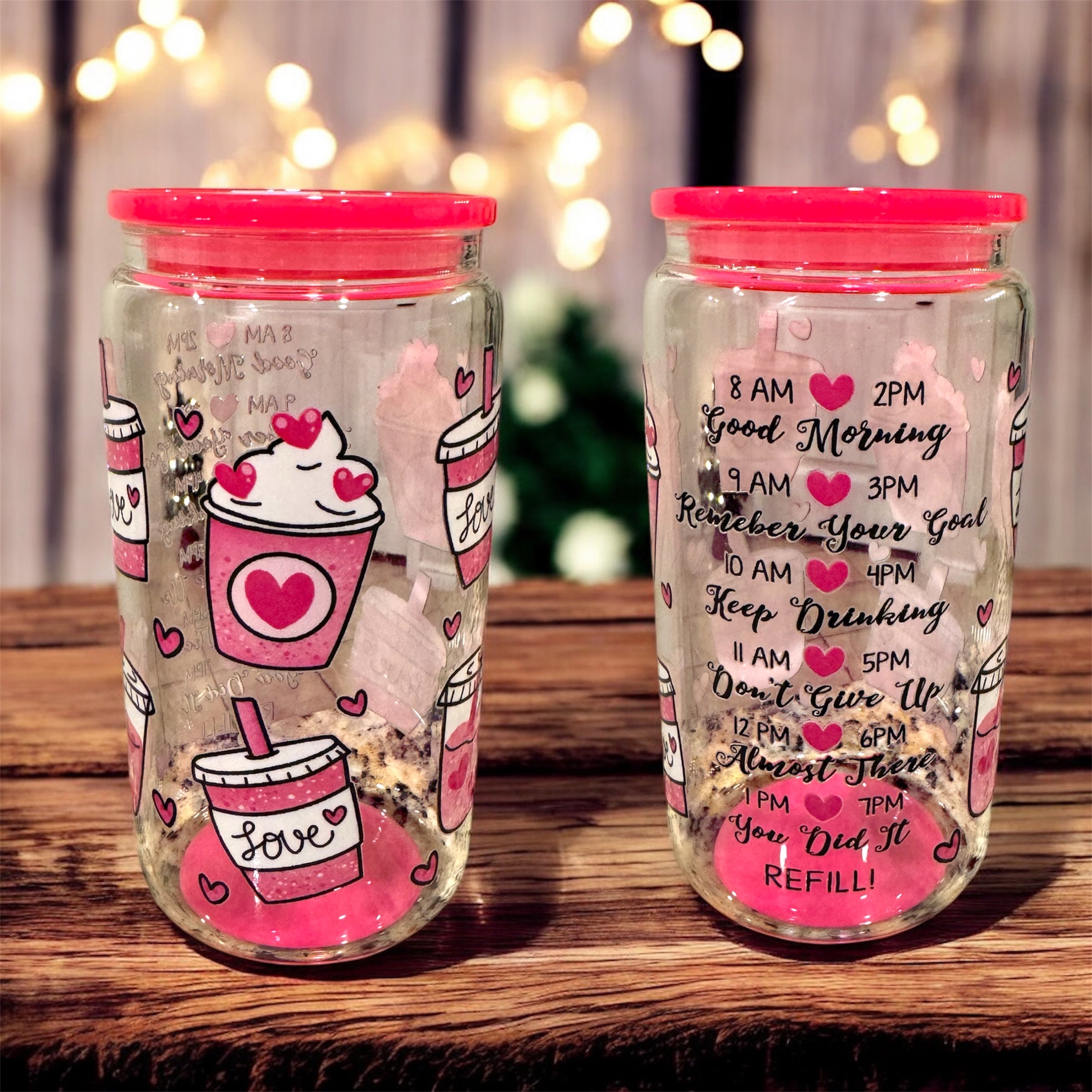 Valentine coffee 16 oz glass cup