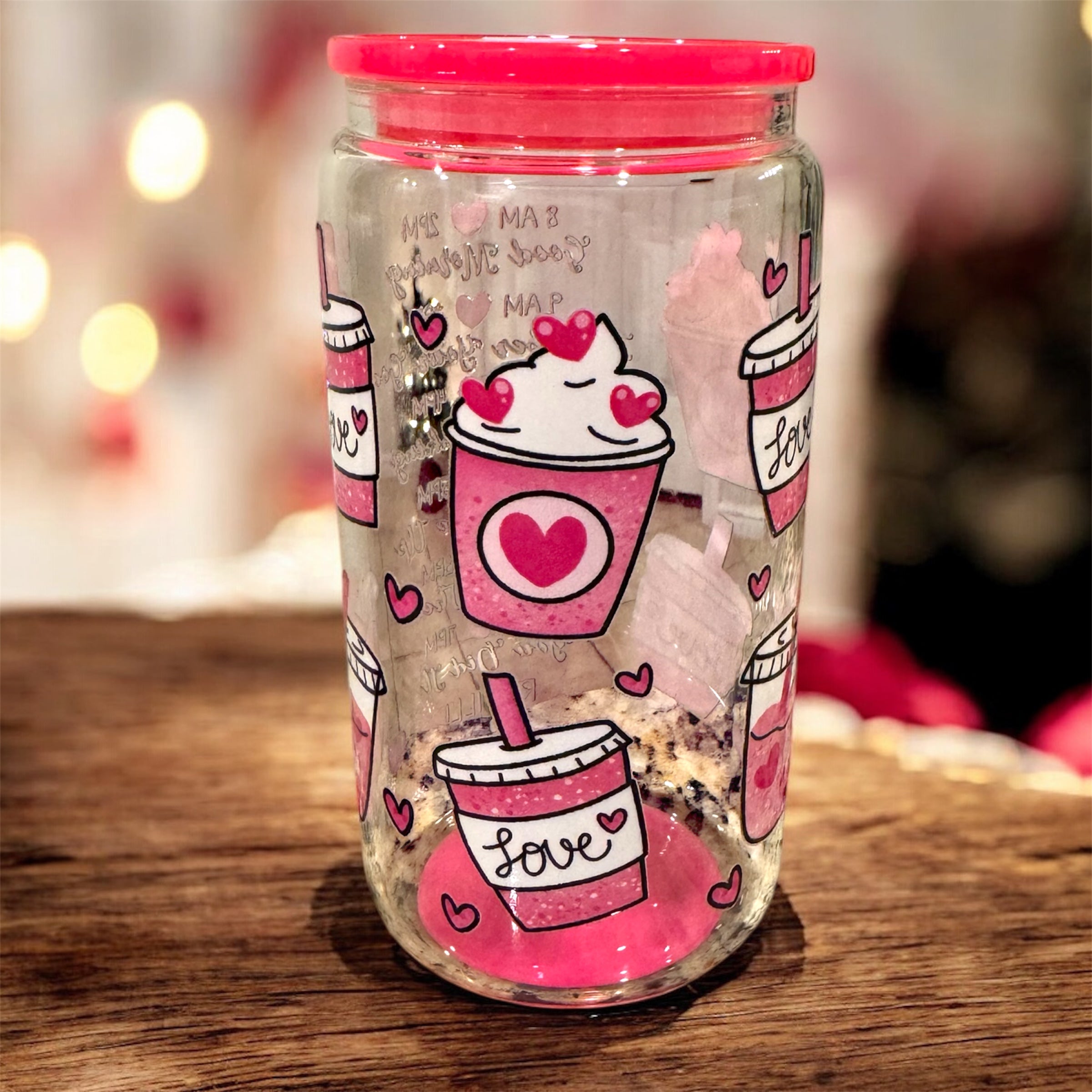 Valentine coffee 16 oz glass cup