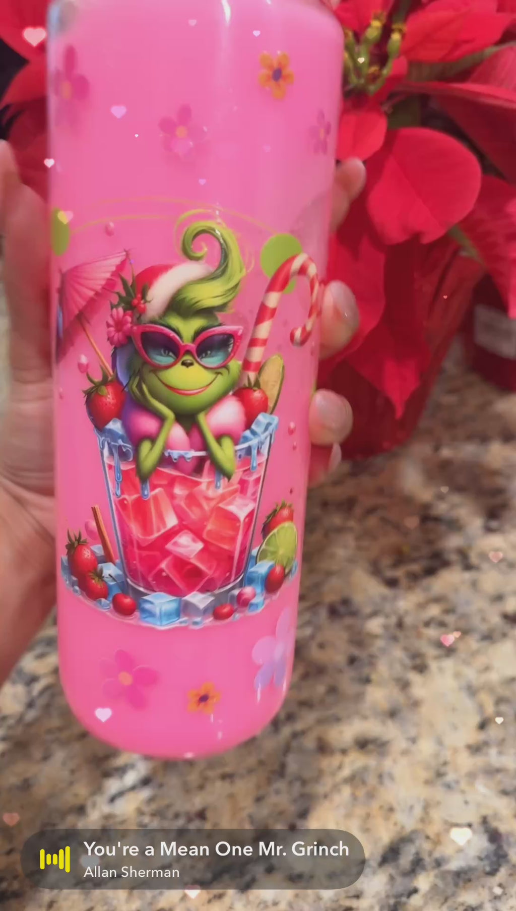 20oz Glass snowglobe Grinch Girl