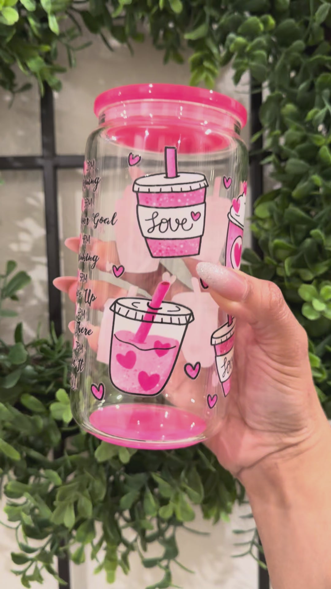 Valentine coffee 16 oz glass cup